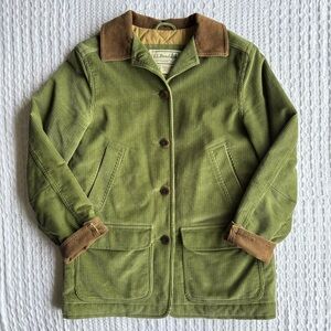 L.L. Bean 100% Corduroy Barn Jacket Women’s XS Grass Green Thermal Quilted